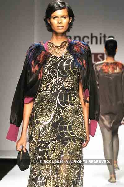 Candice presents a creation by designer Sanchita during Day 5 of Wills ...