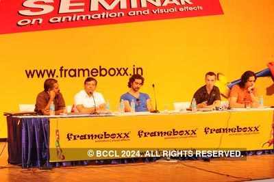 From L-R) Biju, Naveen Gupta, Kunal Kapoor, Xavier and Rohit at the  Frameboxx seminar held in Delhi that talked about animaton in films -  Photogallery