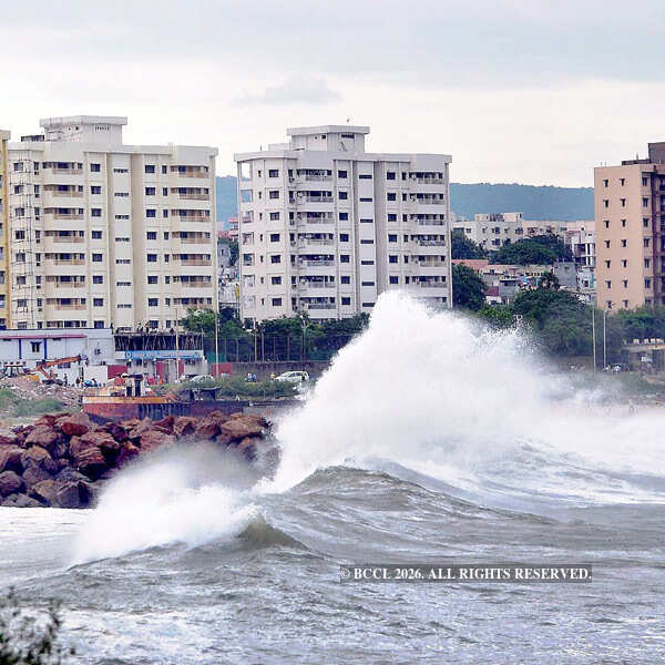 A view of a damaged house due to cyclone Hudhud at Konapapapeta village ...
