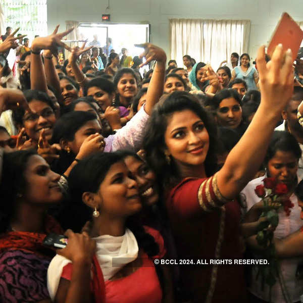 Amala Paul chats with the students of Government Women's College