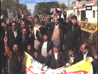 Lawyers protest in Moradabad for a High Court bench