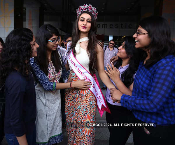 Miss India Aditi Arya's homecoming: In Pics