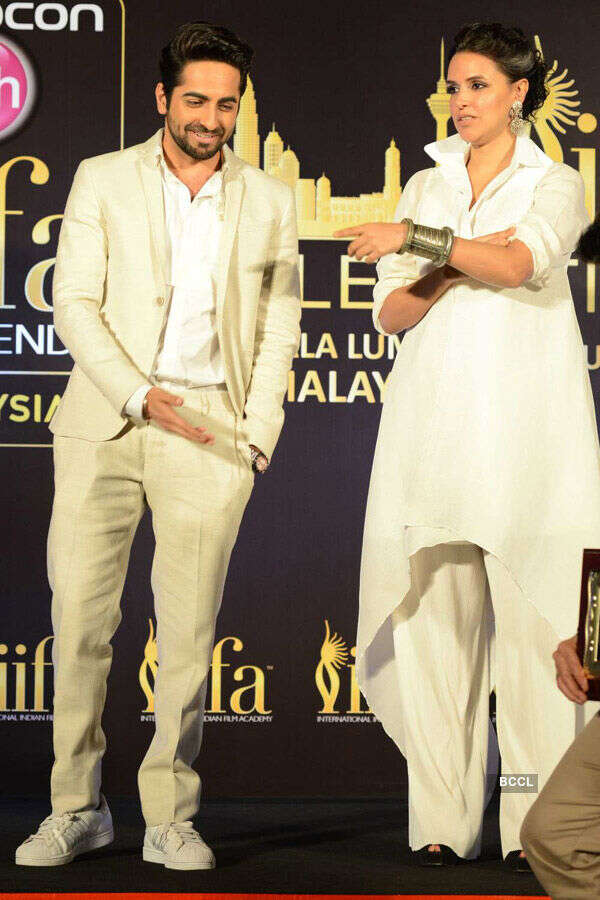 Ayushmann Khurrana and Neha Dhupia during the press meet of IIFA Awards - Photogallery  - Times of India