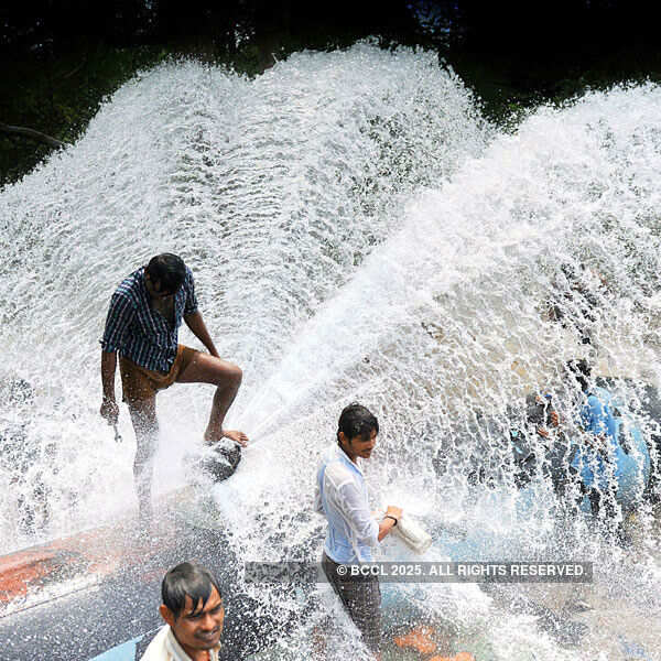 Water gushes out of an opening in the pipeline Photogallery - Times of India