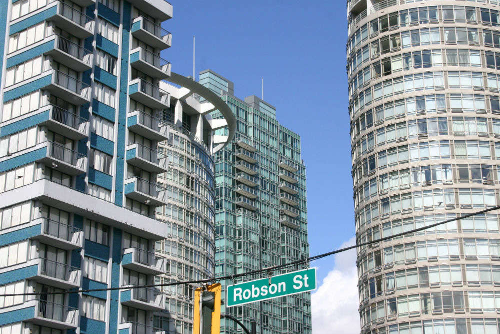 Robson street, one of the main shopping streets of Vancouver, BC