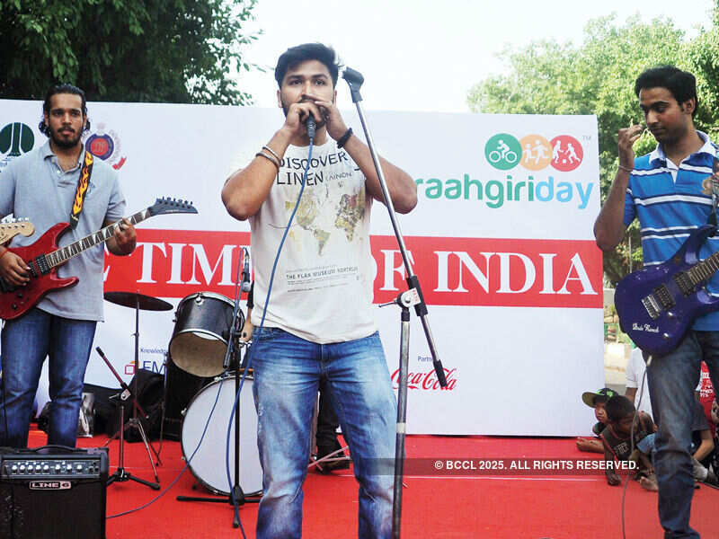A member of the band, Vibranium during the Raahgiri Day celebrations  Photogallery - Times of India