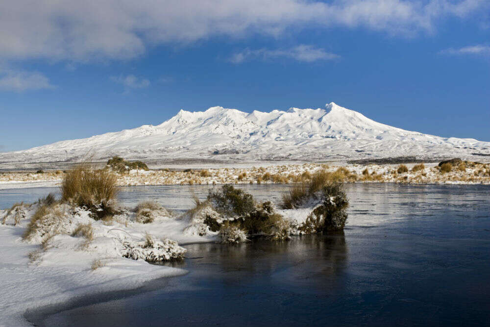 Snowboard on active volcano