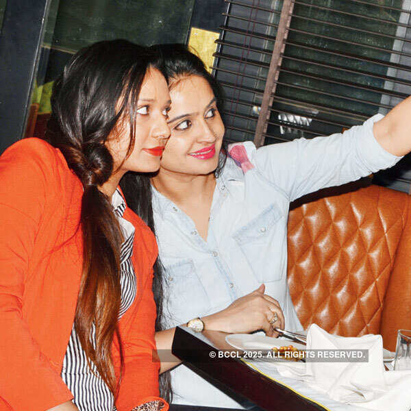 Neha and Meet during a launch party Neha and Meet during a launch party