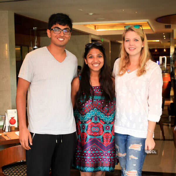 Akash, Reshma and Ola during a Sunday brunch held at MyPlace Photogallery Times of India