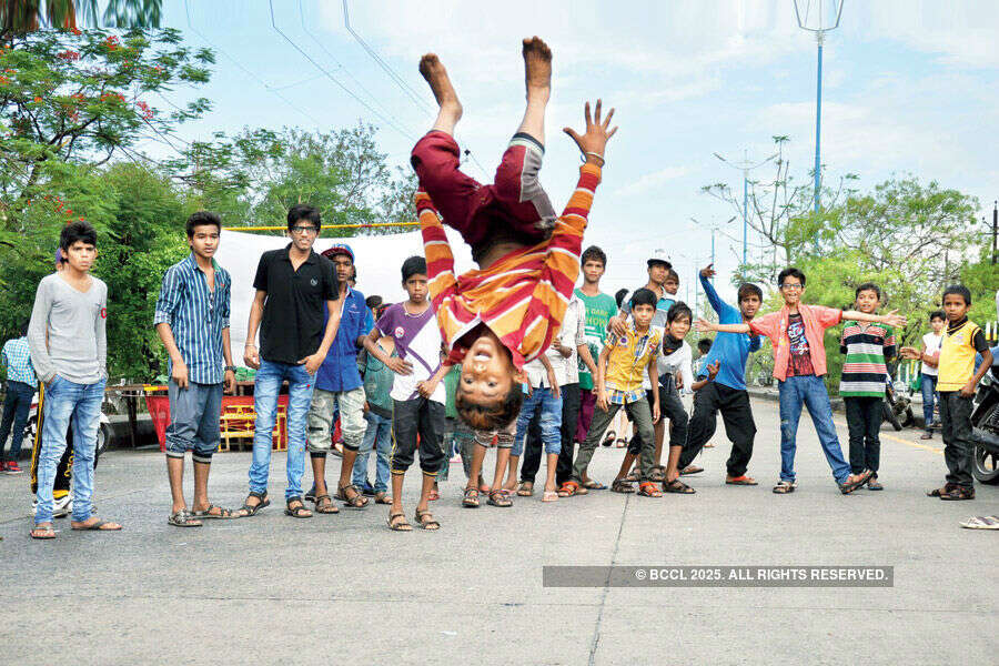 A youngster showing a back flip
