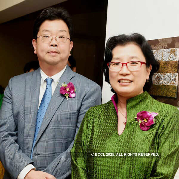 Phillip Min and Eun Young during a Korean Flower Art exhibition
