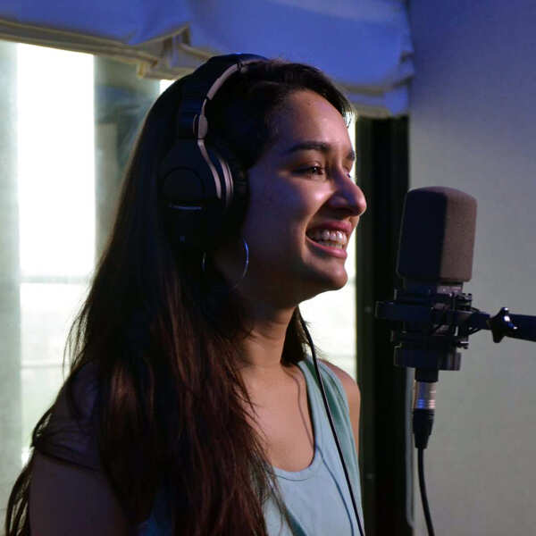 Shraddha Kapoor during the recording of an unplugged version of song Bezubaan Phir Se