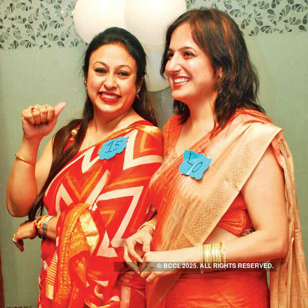 Pooja and Shilpi are all smiles during the Monsoon Mania party