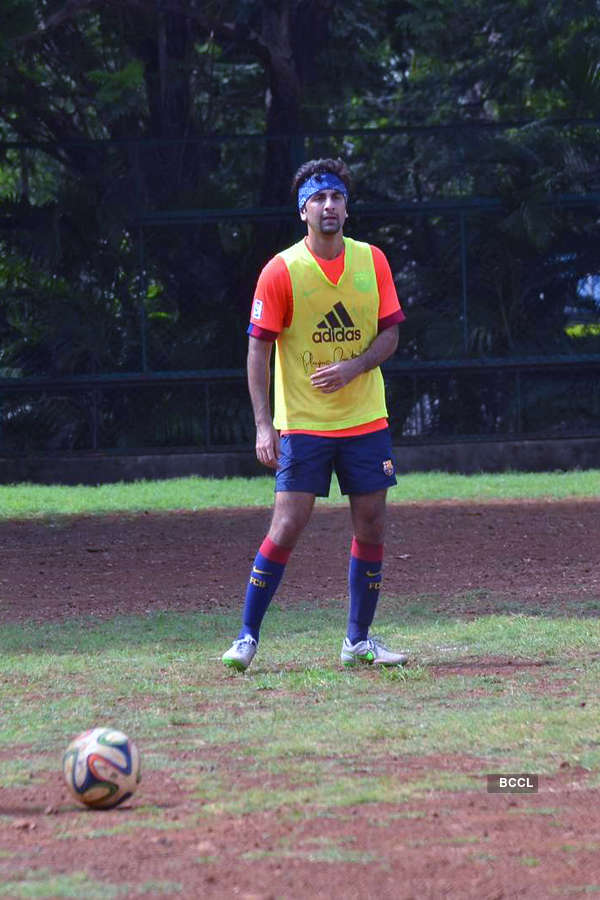 Arjun, Ranbir play a game of football