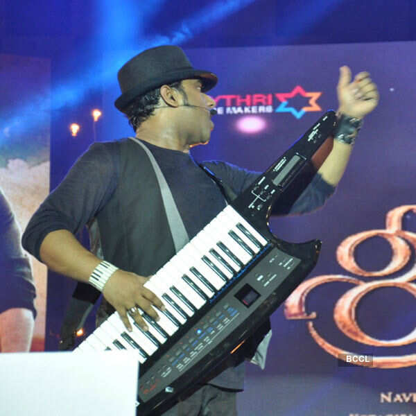 Devi Sri Prasad performs during the music launch
