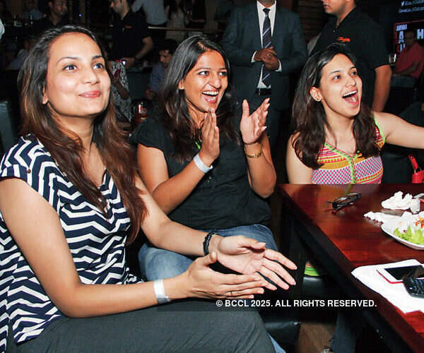Varsha, Arati and Shweti during the stand-up comedy