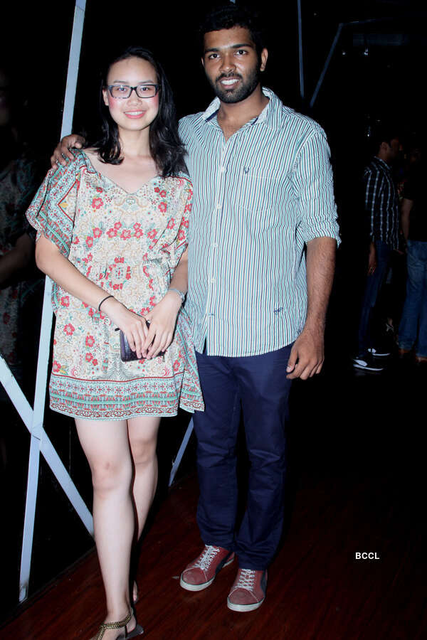 Joyce and Sanjiv during a party