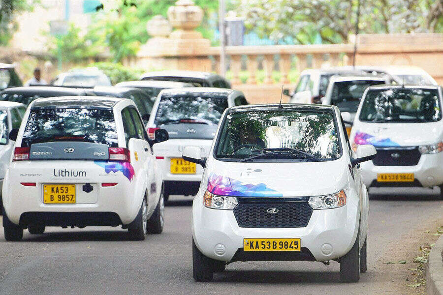 Mahindra Reva Electric Cars during the launch of a cab