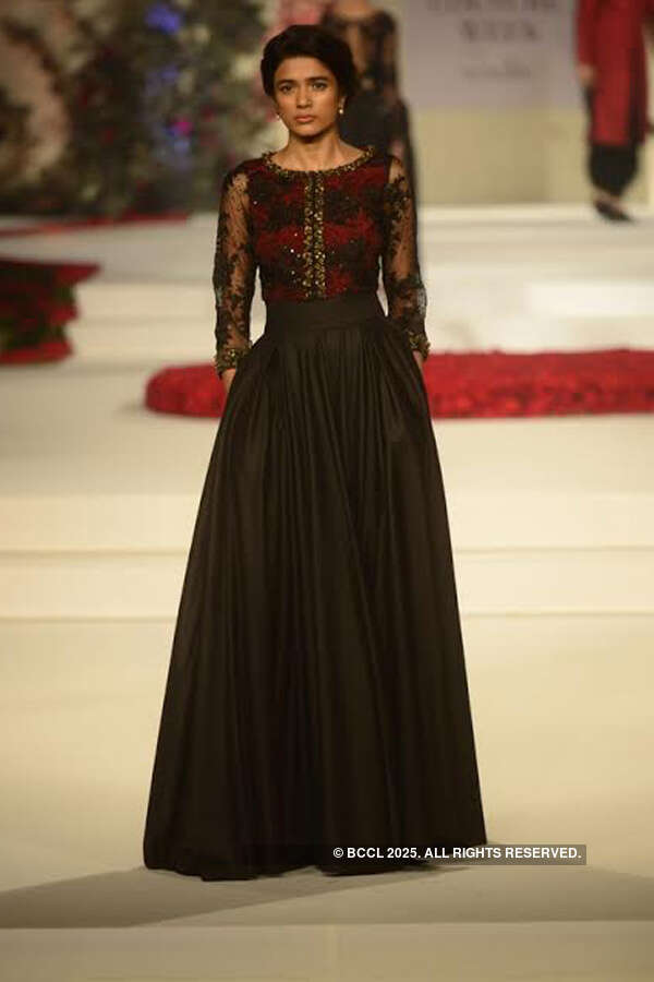 A model walks the ramp for Varun Bahl's show