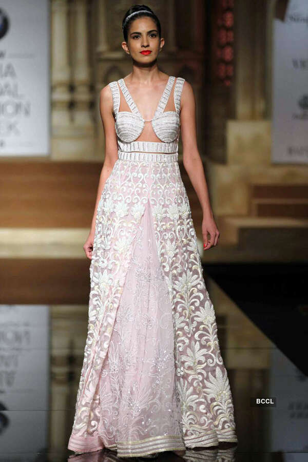 A model walks the ramp for designers