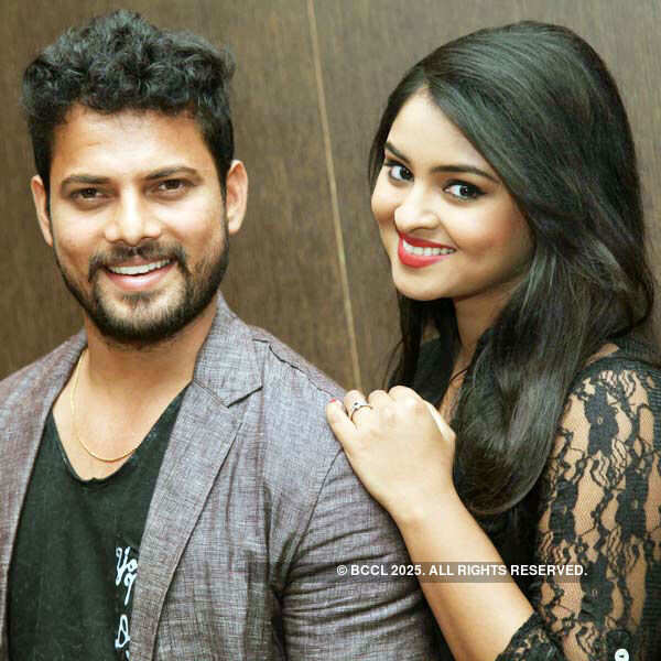 Praveen and Nakshatra pose together during the audio launch