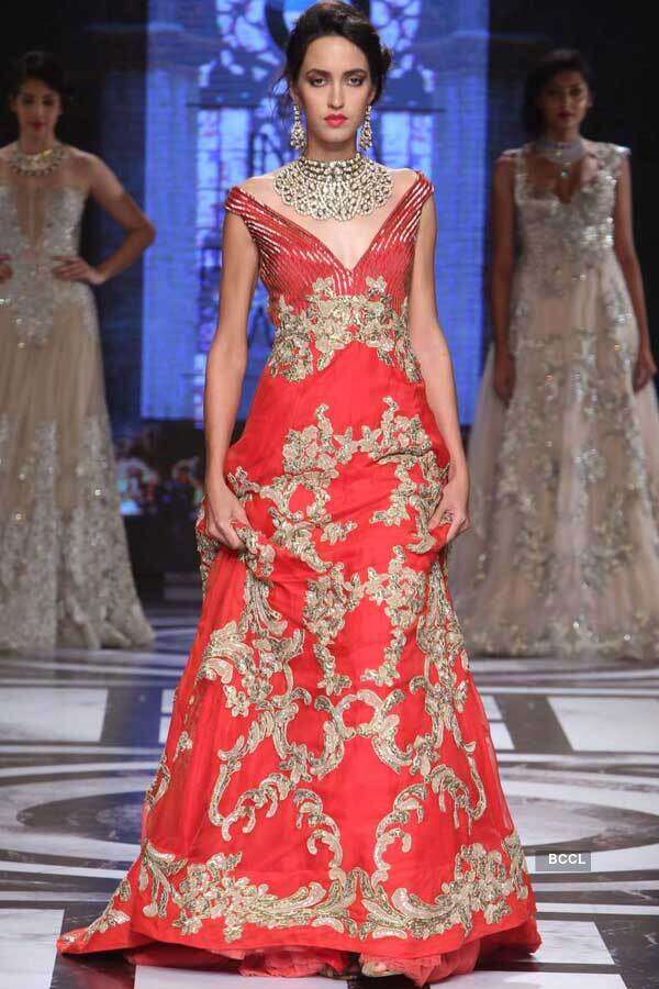 A model walks the ramp for designers Falguni