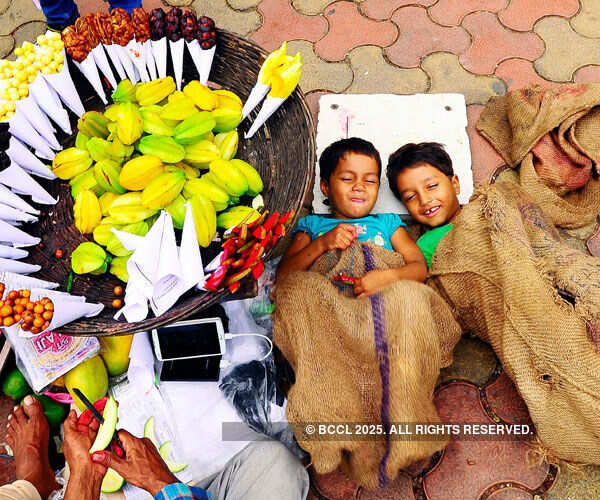 A fruit seller gets ready to set up
