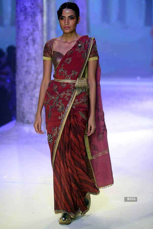 A model walks the ramp for designer JJ Valaya