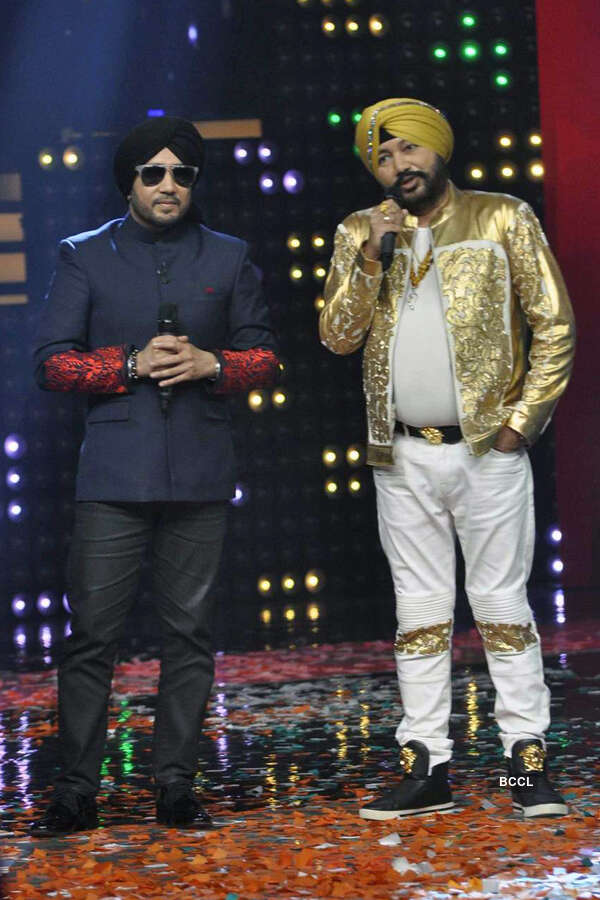 Mika Singh and Daler Mehndi on the sets of The Voice India