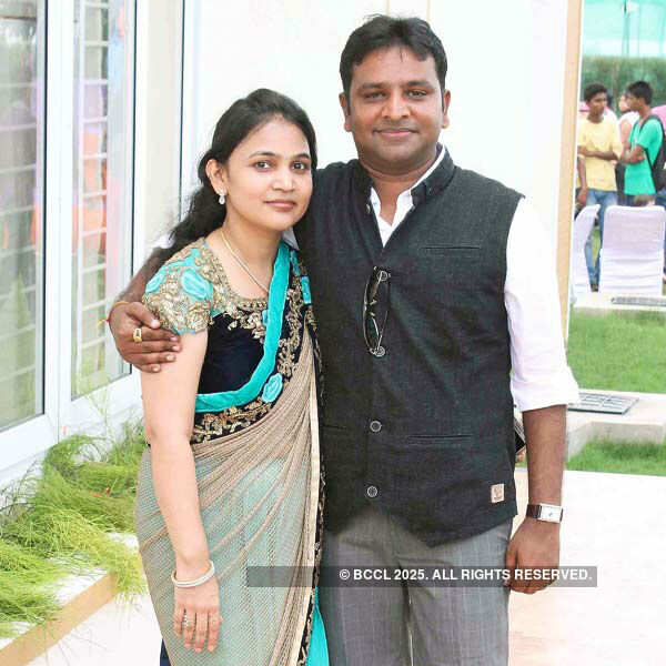 Harsha and Paras Jain during a curtain raiser party