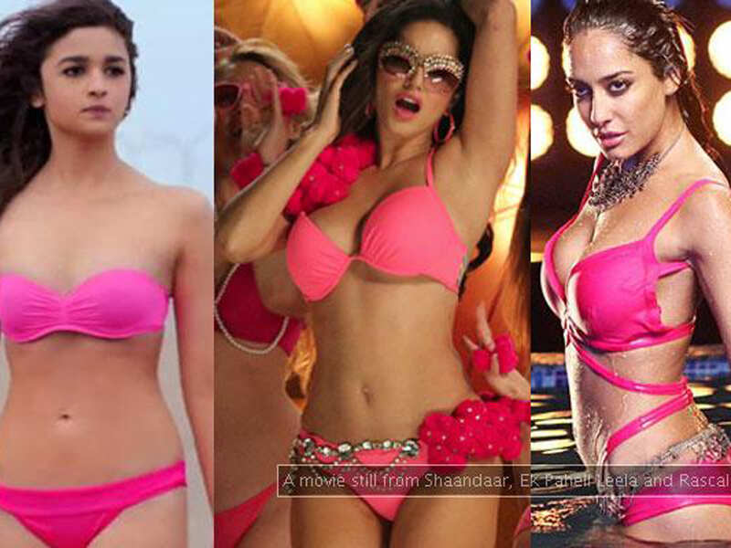 Bollywood Actresses In Pink Bikini