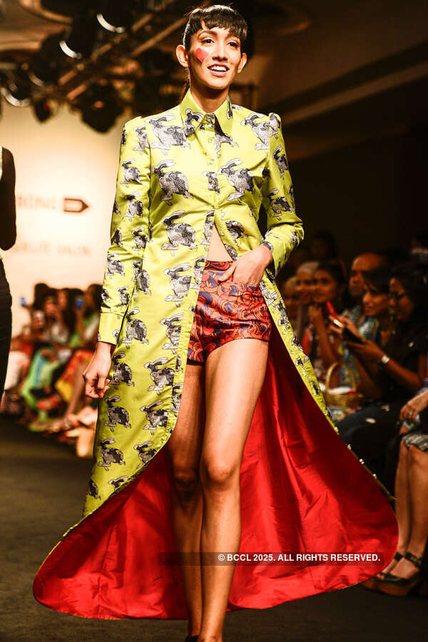 A model walks the ramp