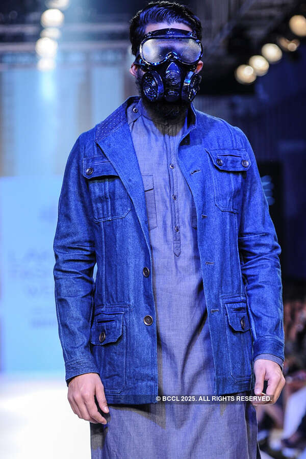 A model showcases a creation