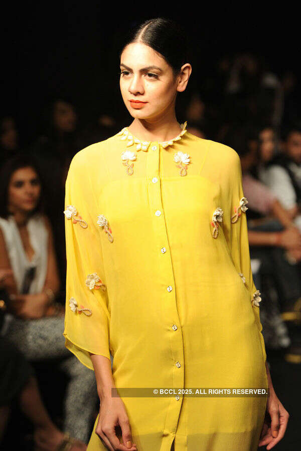 A model showcases a creation by Priyam Narayan
