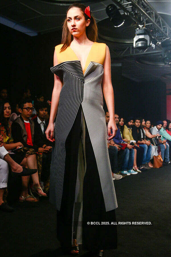 A model walks the ramp