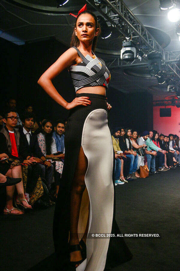 A model walks the ramp