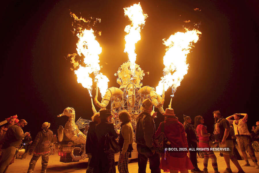 Participants having fun during the annual Burning Man festival