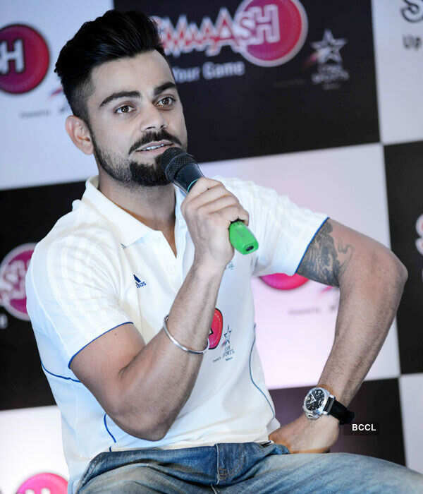 Virat Kohli speaks during an event to announce him