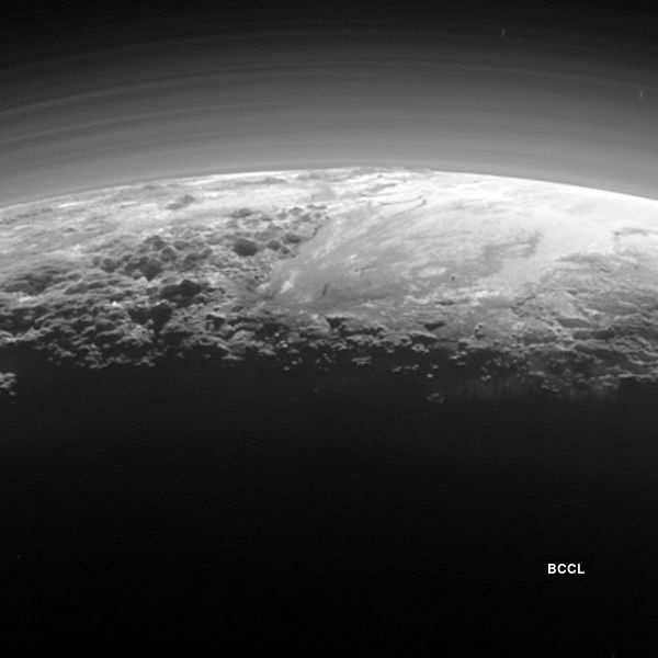 Pluto in backlit panorama
