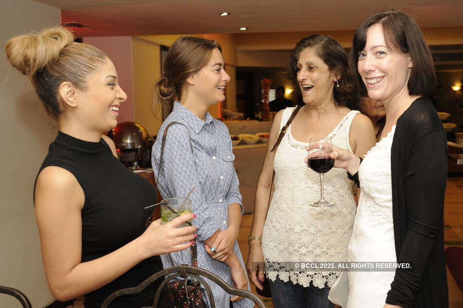 Rhionan, Sam, Neeta Singh and Clare during the drinks reception