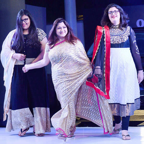 Actress Kushboo walked the ramp with her two daughters