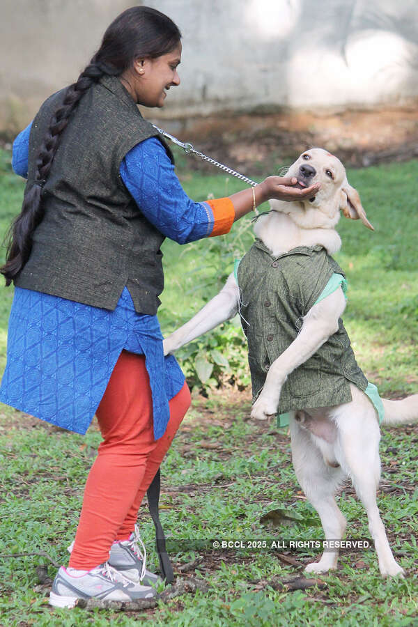 A lady with her pet during the &lsquo;Dog Marathon