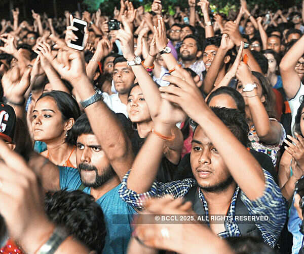 The crowd enjoys during the event
