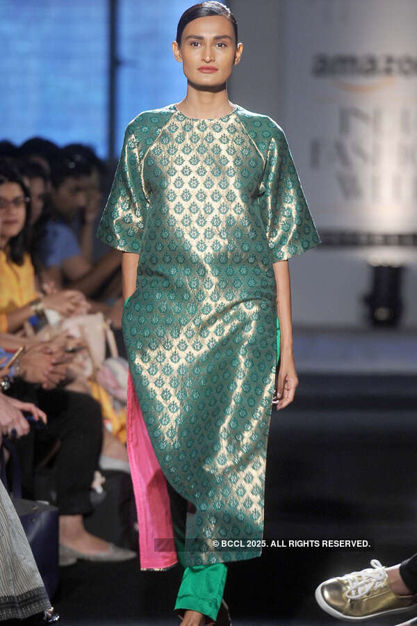 A model walks the ramp