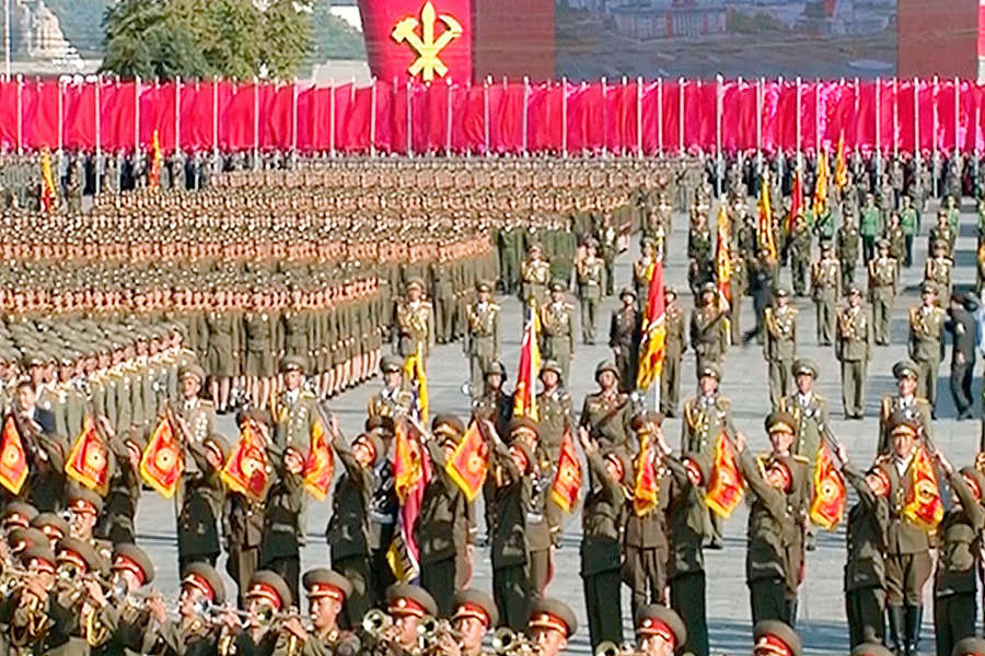 North Korea stages massive military parade