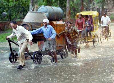 Waterlogged streets in Delhi