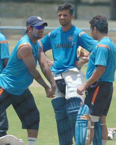 MS Dhoni, Rahul Dravid and Sachin Tendulkar 