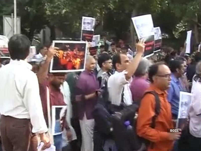 Writers march in protest