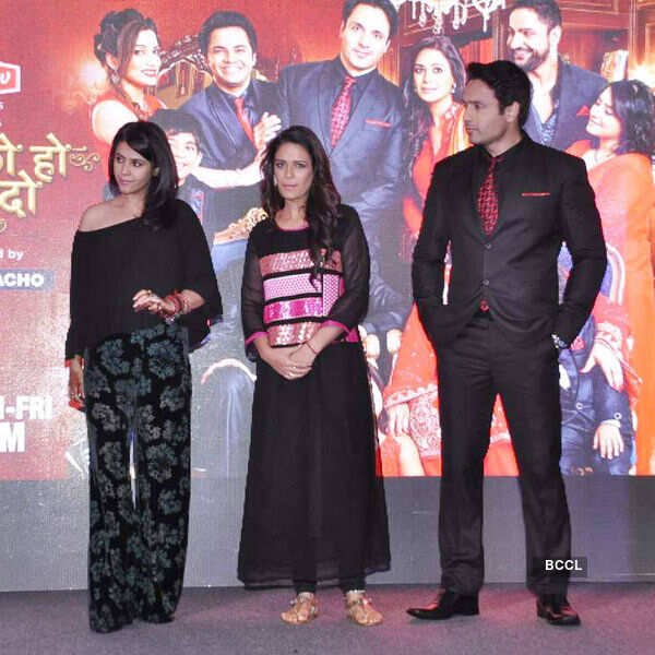 Mona Singh and Iqbal Khan with Ekta Kapoor during the launch of Sony TV