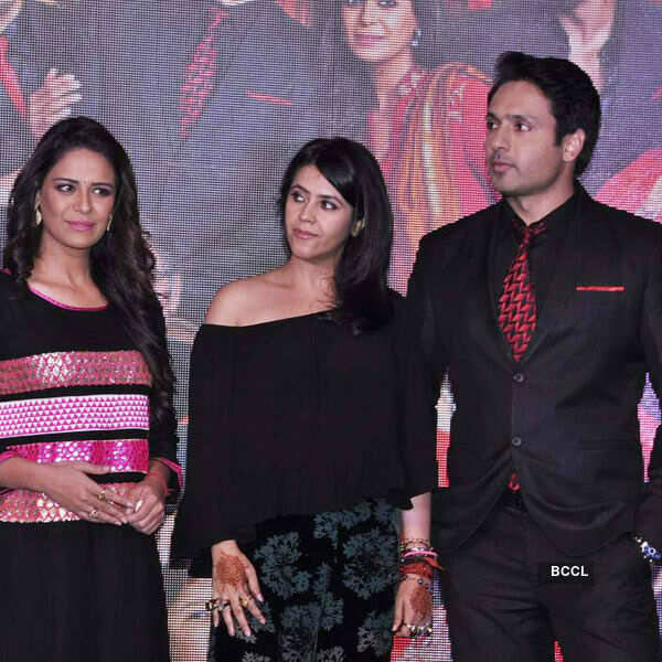 Mona Singh and Iqbal Khan with Ekta Kapoor during the launch of Sony TV